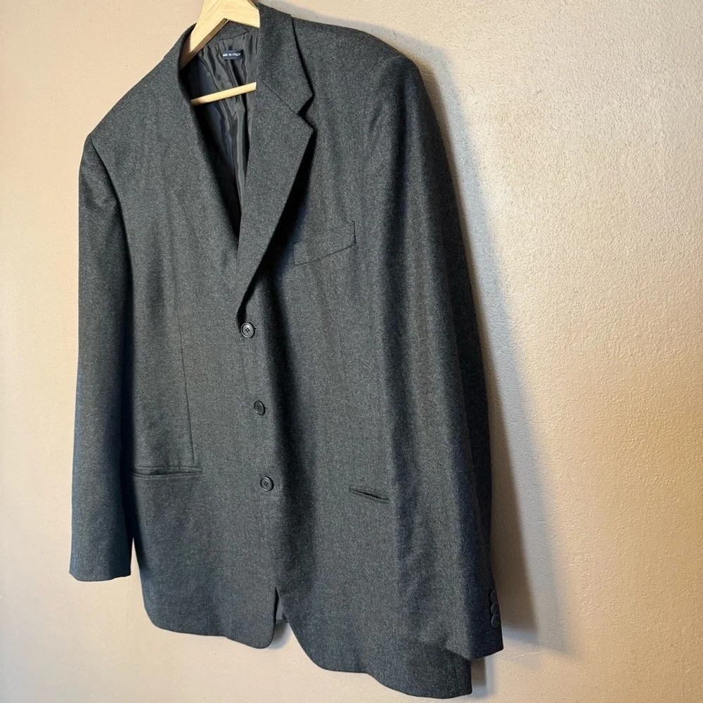 Giorgio Armani Classico Charcoal Gray Black Men's Wool & Cashmere Blazer 44R